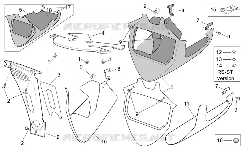 Front body - Lockups Aprilia APRILIA-MOTORCYCLES 1000 TUONO 2003  RSV 1000 Tuono