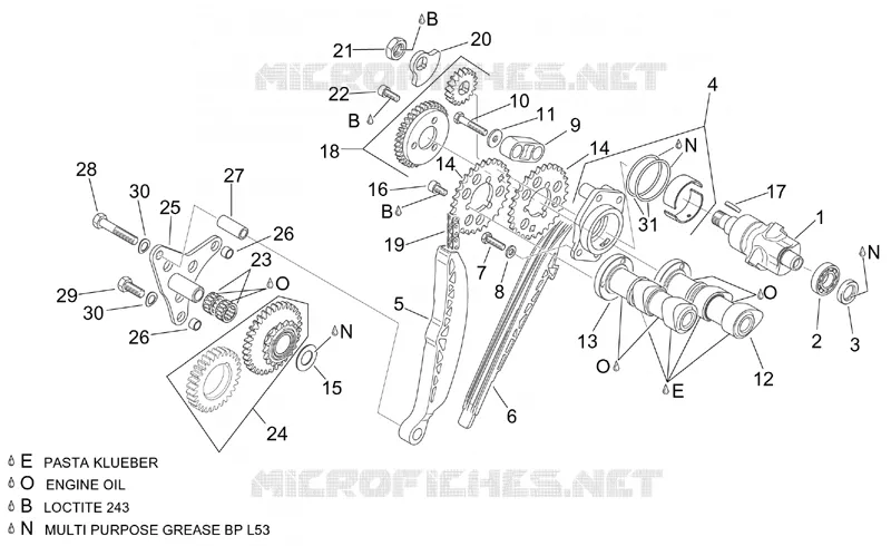 Rear cylinder timing system Aprilia APRILIA-MOTORCYCLES 1000 TUONO 2004  RSV 1000 Tuono