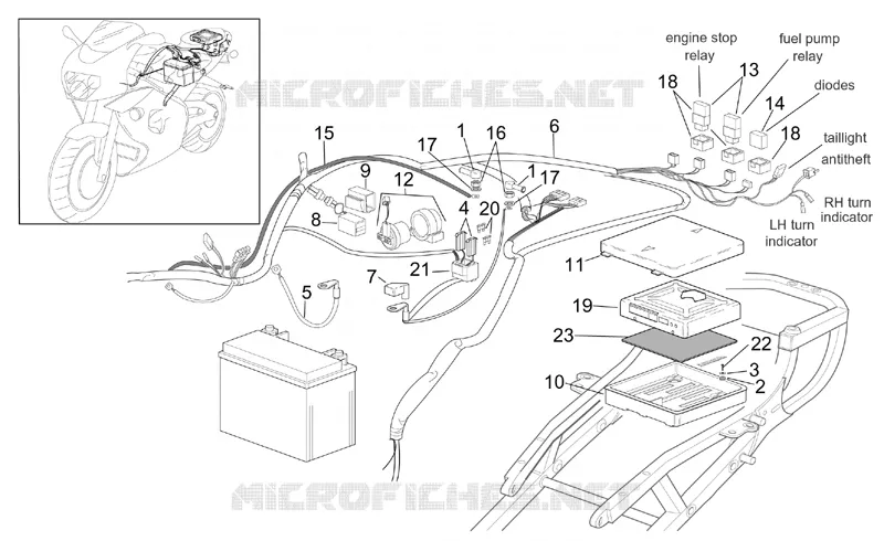 Rear electrical system Aprilia APRILIA-MOTORCYCLES 1000 TUONO 2004  RSV 1000 Tuono