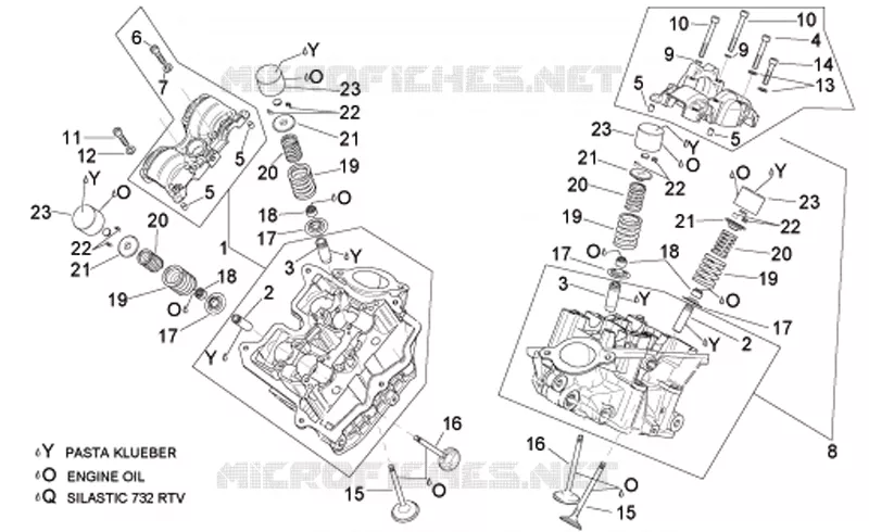 Cylinder head and valves Aprilia APRILIA-MOTORCYCLES 1000 TUONO 2006  RSV 1000 Tuono