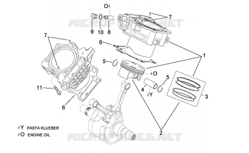 Cylinder with piston Aprilia APRILIA-MOTORCYCLES 1000 TUONO 2006  RSV 1000 Tuono