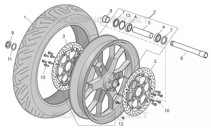 Front wheel Factory Aprilia APRILIA-MOTORCYCLES 1000 TUONO 2008  RSV 1000 Tuono