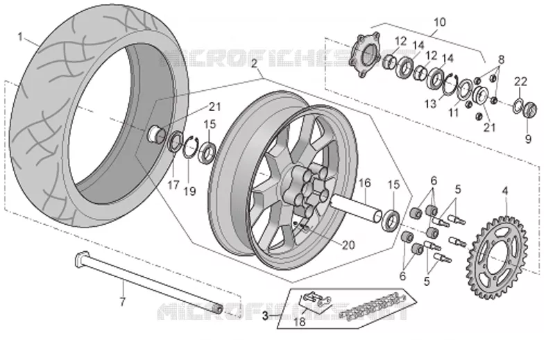 Rear wheel Factory Aprilia APRILIA-MOTORCYCLES 1000 TUONO 2006  RSV 1000 Tuono
