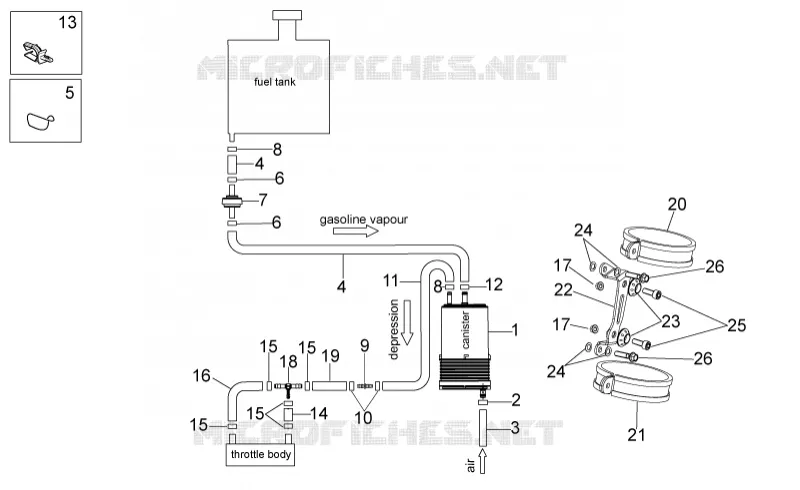 Fuel vapour recover system Aprilia APRILIA-MOTORCYCLES 1100 TUONO 2016  Tuono V4 Factory