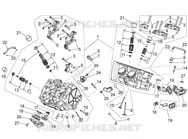 Cylinder head - valves Aprilia APRILIA-MOTORCYCLES 1100 TUONO 2017  Tuono V4 Factory