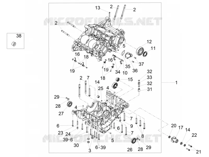 Crank-case I Aprilia APRILIA-MOTORCYCLES 1100 TUONO 2016  Tuono V4 RR