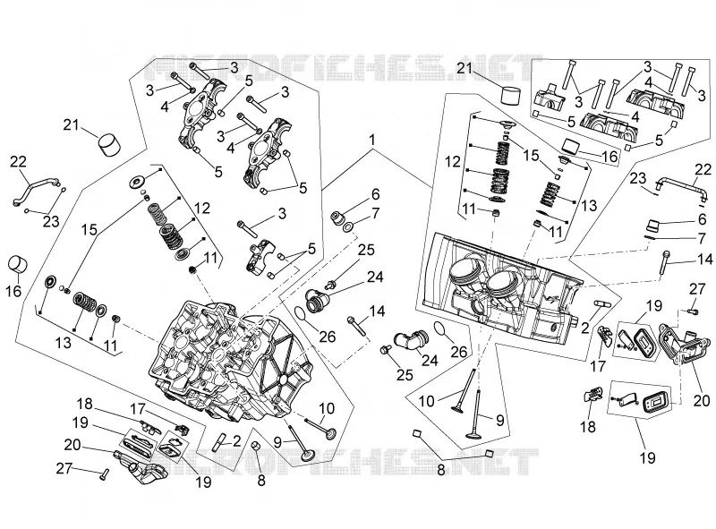 Cylinder head - valves Aprilia APRILIA-MOTORCYCLES 1100 TUONO 2016  Tuono V4 RR
