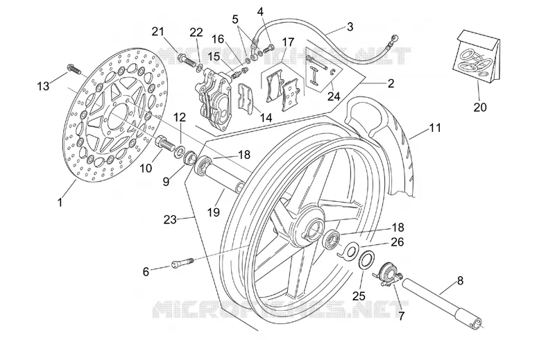 Front wheel Aprilia APRILIA-MOTORCYCLES 125 TUONO 2004  RS 125 Tuono