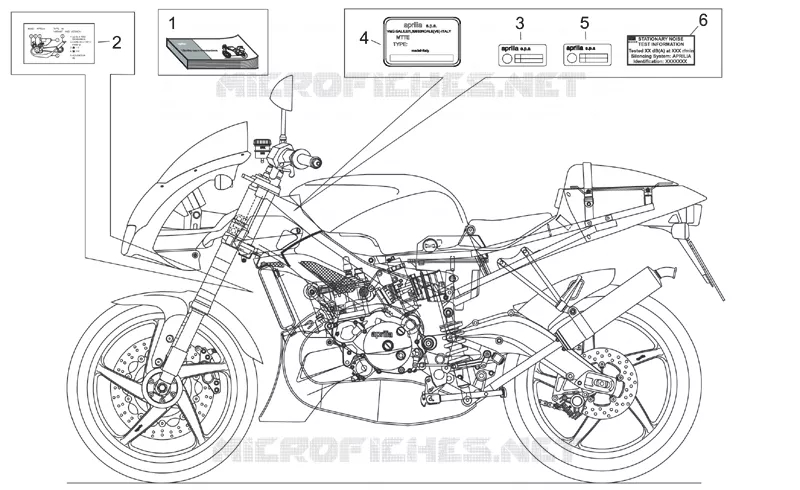 Plate set and handbook Aprilia APRILIA-MOTORCYCLES 125 TUONO 2003  RS 125 Tuono