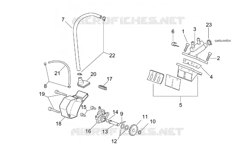 Oil pump - Manifold Aprilia APRILIA-MOTORCYCLES 50 TUONO 2004  RS 50 Tuono