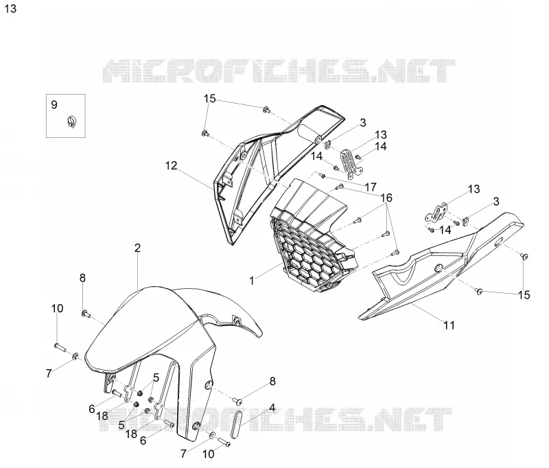 Front mudguard-Pillar Aprilia APRILIA-MOTORCYCLES 125 TUONO 2017  Tuono 4T E4 ABS