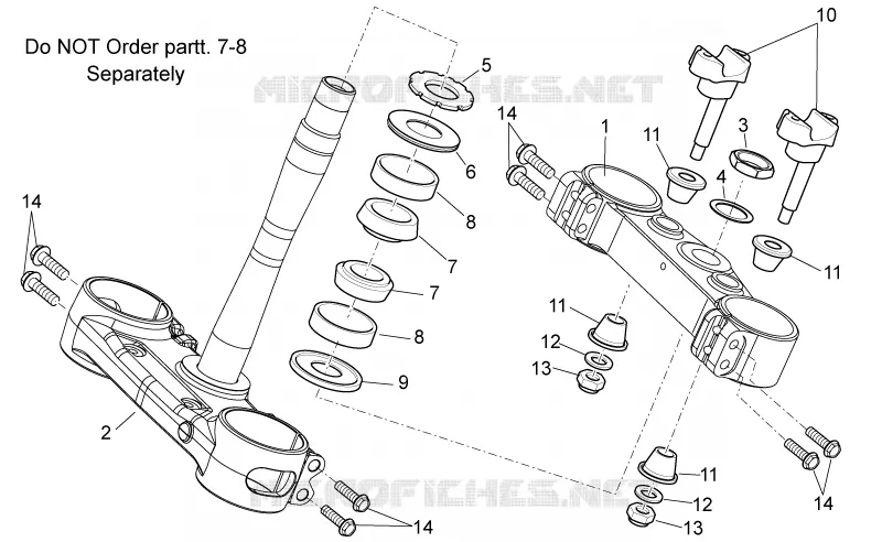 Steering Aprilia APRILIA-MOTORCYCLES 450 MXV 2008  MXV Cross
