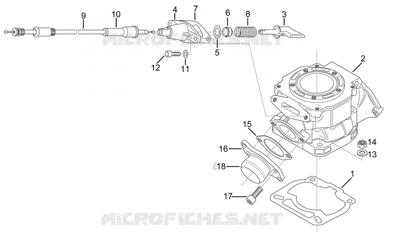 Cylinder - Exhaust valve Aprilia APRILIA-MOTORCYCLES 125 RX 1998  RX (engine 122cc)