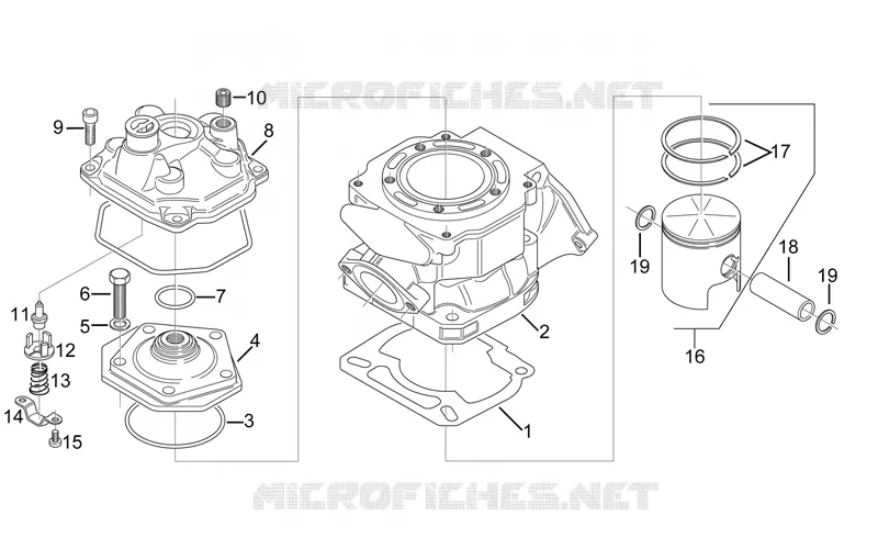 Cylinder - Head - Piston Aprilia APRILIA-MOTORCYCLES 125 RX 1996  RX (engine 122cc)