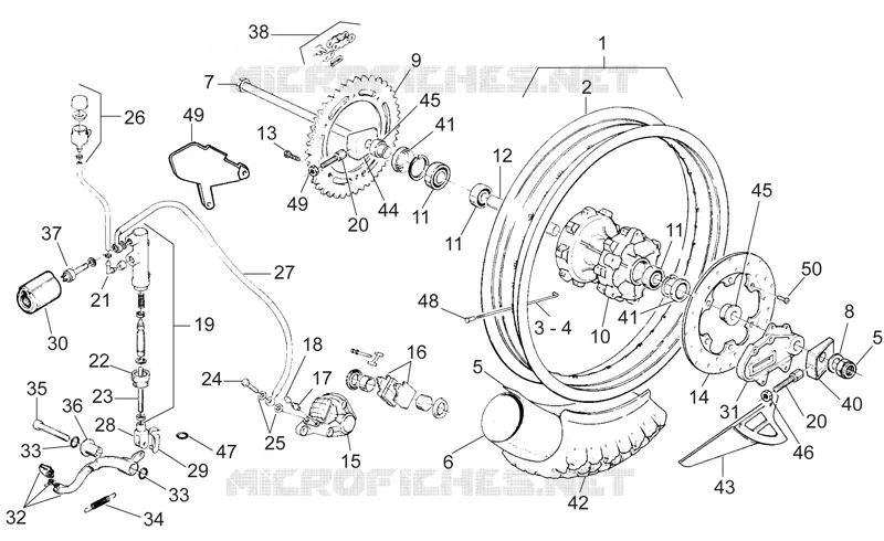 Rear wheel - Rear brake Aprilia APRILIA-MOTORCYCLES 125 RX 1996  RX (engine 122cc)