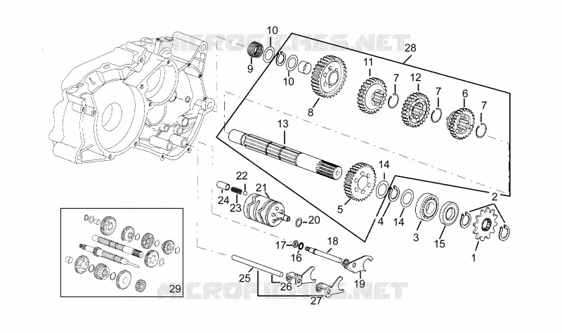 Driven shaft 5 speed gearbox Aprilia APRILIA-MOTORCYCLES 50 RX 1991  RX 3 - 5 MARCE
