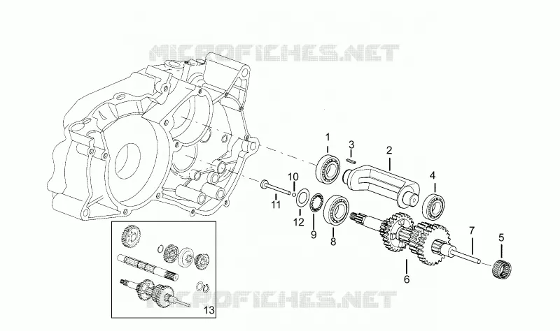 Primary gear shaft Aprilia APRILIA-MOTORCYCLES 50 RX 1991  RX 3 - 5 MARCE