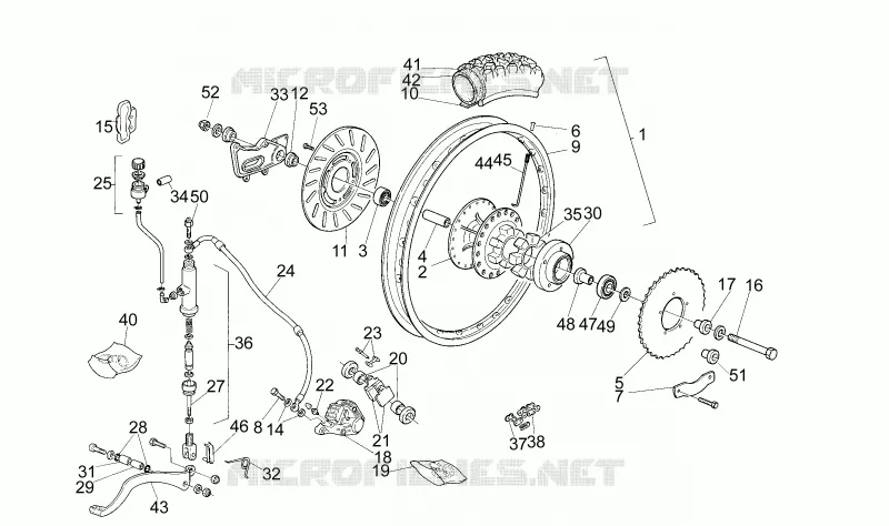 Rear wheel Aprilia APRILIA-MOTORCYCLES 50 RX 1992  RX 3 - 5 MARCE