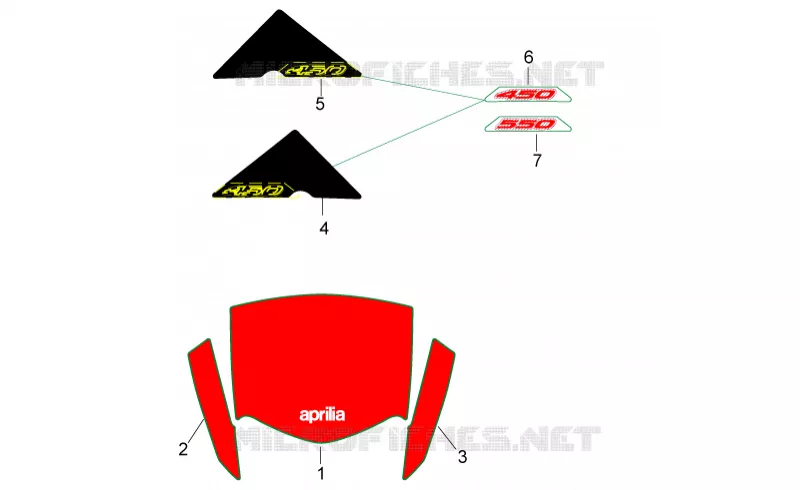 Front body Decals Aprilia APRILIA-MOTORCYCLES 450 RXV-SXV 2008  RXV-SXV Vdb-Merriman