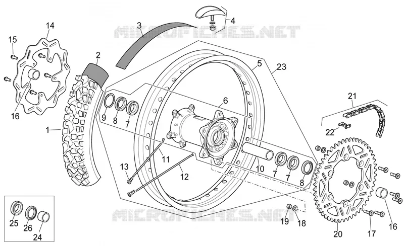 Rear wheel I Aprilia APRILIA-MOTORCYCLES 450 RXV-SXV 2008  RXV-SXV Vdb-Merriman