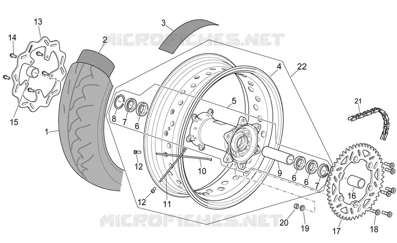 Rear wheel II Aprilia APRILIA-MOTORCYCLES 550 RXV-SXV 2008  RXV-SXV Vdb-Merriman