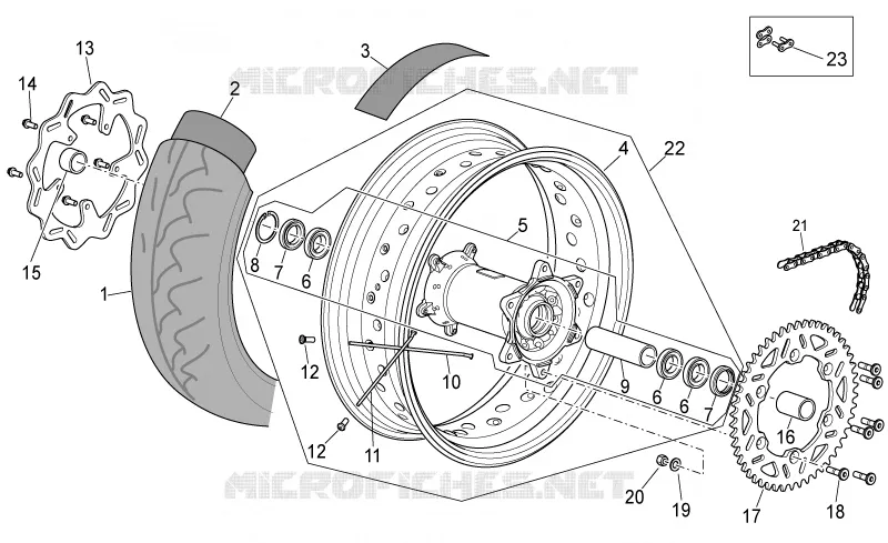 Rear wheel II Aprilia APRILIA-MOTORCYCLES 550 RXV-SXV 2009  RXV-SXV Pikes Peak