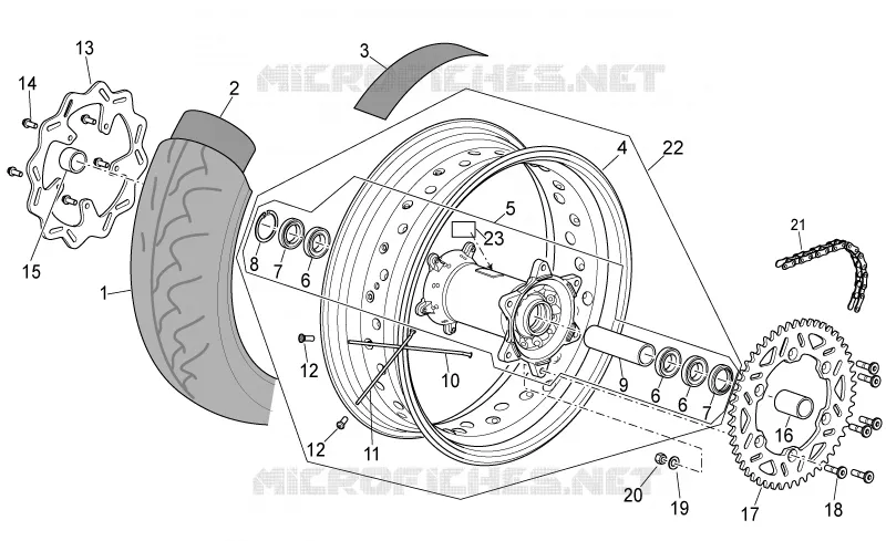 Rear wheel Aprilia APRILIA-MOTORCYCLES 550 SXV 2009  SXV