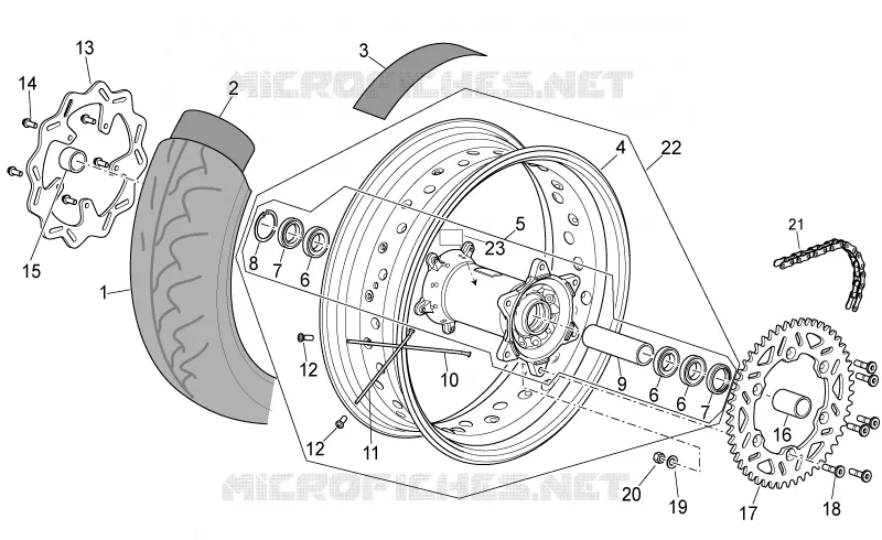 Rear wheel Aprilia APRILIA-MOTORCYCLES 450 SXV 2009  SXV STREET LEGAL