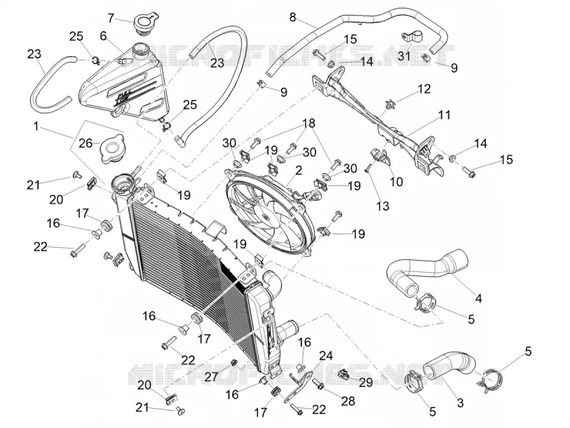 Cooling system Aprilia APRILIA-MOTORCYCLES 660 RS 2022  RS 660 4T 8V E5 ABS