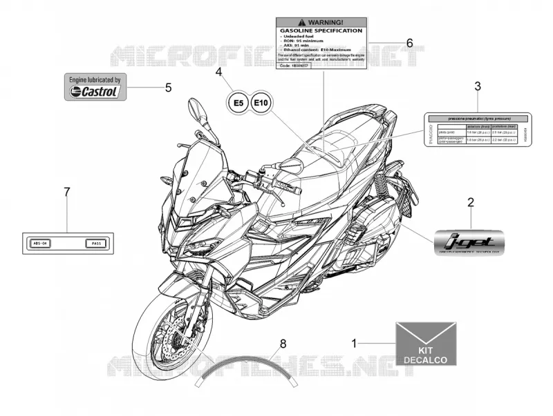 STICKERS - LABELS Aprilia APRILIA-SCOOTER 125 SR 2024  SR GT 125 ABS E5 REPLICA