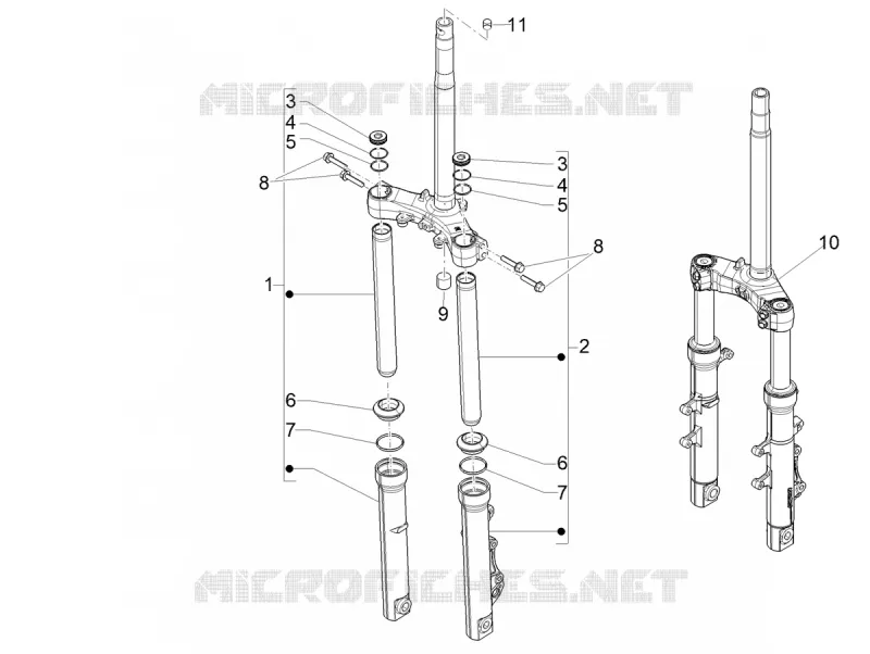 Fork's components (Showa) Aprilia APRILIA-SCOOTER 200 SR 2024  SR GT 200 ABS E5 REPLICA