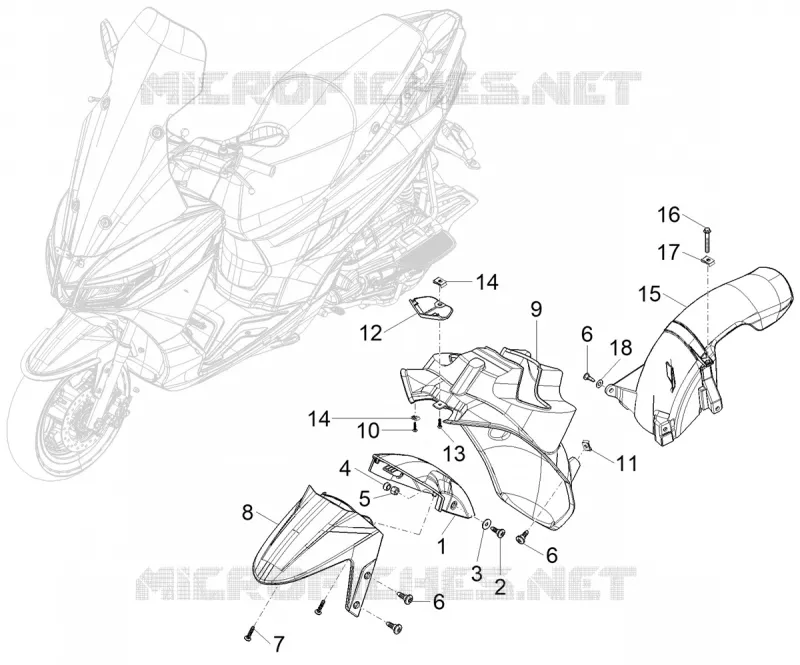 Wheel huosing - Mudguard Aprilia APRILIA-SCOOTER 50 SXR 2025  SXR 50 4T 3V E5 HE NEW COMFORT