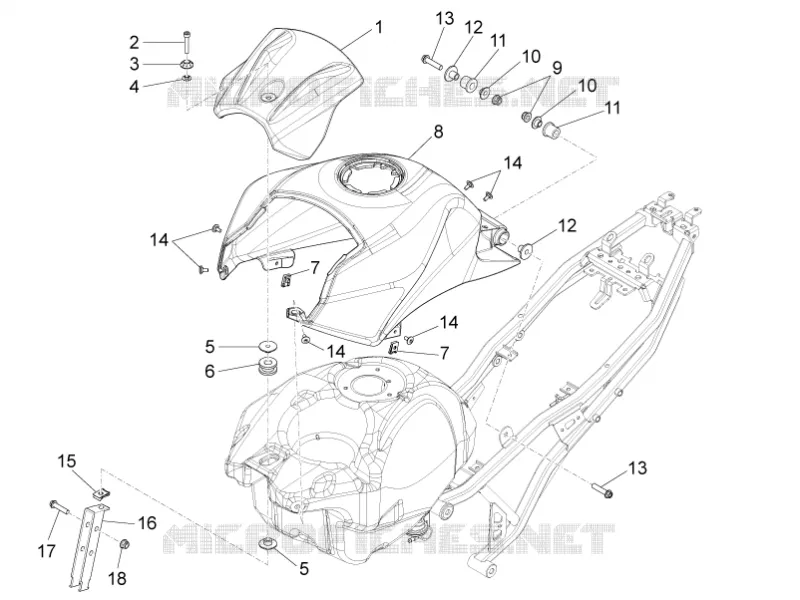 TANK COVER Aprilia APRILIA-MOTORCYCLES 125 TUONO 2025  Tuono 125 E5+ ABS