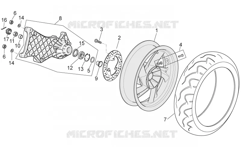 Rear wheel Aprilia APRILIA-SCOOTER 400 ATLANTIC 2007  Atlantic Sprint